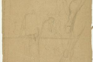 Figure Studies (recto: Study for a Fountain with Youths Standing Straddle-Legged and Reaching Hands) - 1898