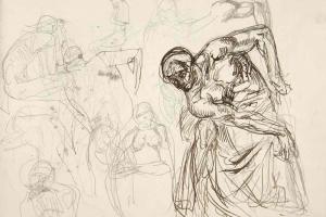 Page from the Sketchbook with Figure Studies - 1894 - 1896