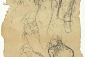 Studie van geknielden (recto: Studie van een graflegging) - 1898 - 1902