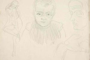Page from the Sketchbook with Figure Studies - 1894 - 1896
