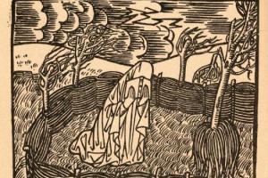 Reading Woman. Woodcut accompanying Le Vent in Les villages illusoires - 1895