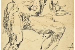 Schetsblad met twee naaktstudies