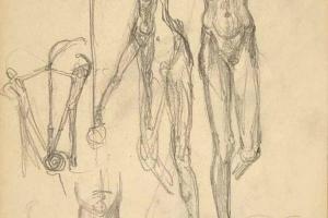 Schetsblad uit Schetsboek met figurenstudies - 1898