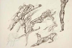 Page from the Sketchbook with Figure Studies - 1894 - 1896