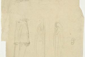 Study of a Woman (recto: Sketch with Two Studies of a Ploughing Farmer)