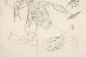 Schetsblad uit Schetsboek met figuurstudies - 1894 - 1896