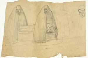 Studie van een graflegging (verso: Studie van geknielden) - 1898 - 1902