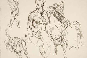 Page from the Sketchbook with Figure Studies - 1894 - 1896