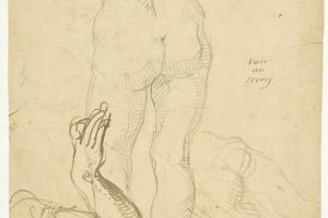 Schetsblad met naaktstudies (verso: Studies van mensen en dieren) - 1883 - 1888