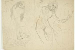 Sketch with Figure Studies (verso: Sketches of a Ploughing Farmer and a Village Church)