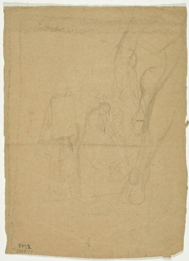 Figuurstudies (recto: Studie van een fontein met wijdbeense jongeren die elkaar de hand reiken) - 1898