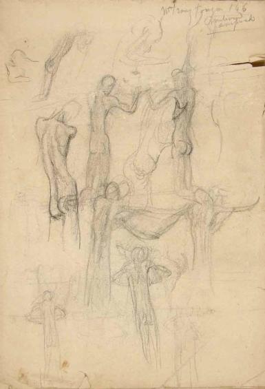Schetsblad uit Schetsboek met figurenstudies - 1898