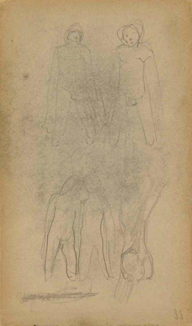Schetsblad uit Schetsboek met figuurstudies - 1891 - 1898