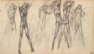 Schetsblad uit Schetsboek met figuurstudies - 1891 - 1898