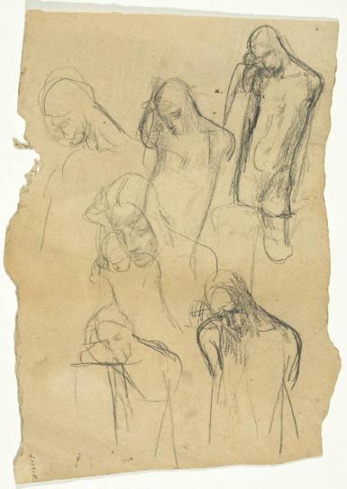 Studie van geknielden (recto: Studie van een graflegging) - 1898 - 1902