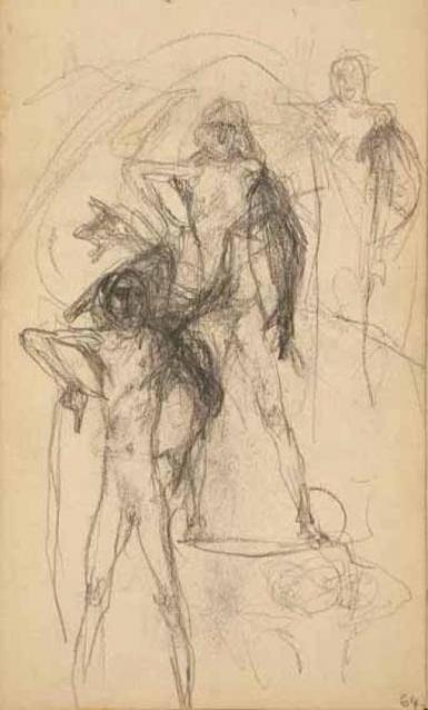 Page from the Sketchbook with Figure Studies - 1891 - 1898