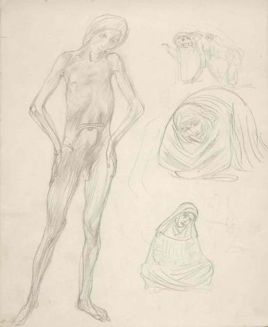 Schetsblad uit Schetsboek met figuurstudies - 1894 - 1896