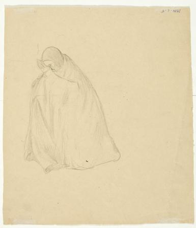 Study of a Seated Woman Praying (recto: Sketch for the Baptism of Christ