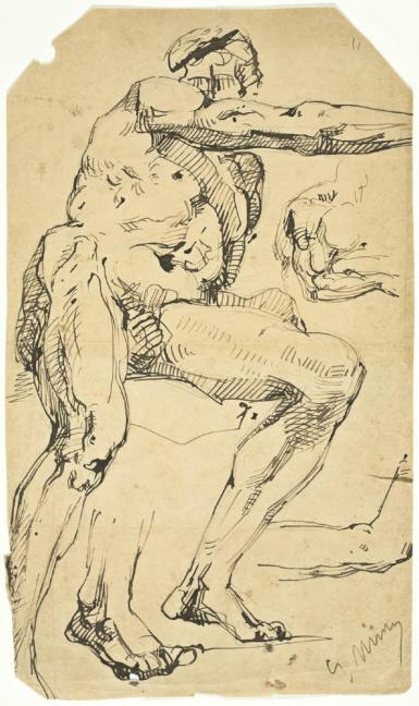 Schetsblad met twee naaktstudies