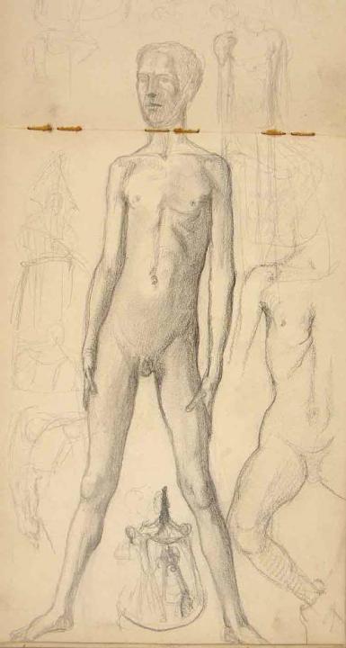 Page from the Sketchbook with Figure Studies - 1898