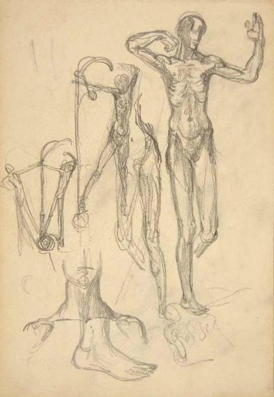 Schetsblad uit Schetsboek met figurenstudies - 1898