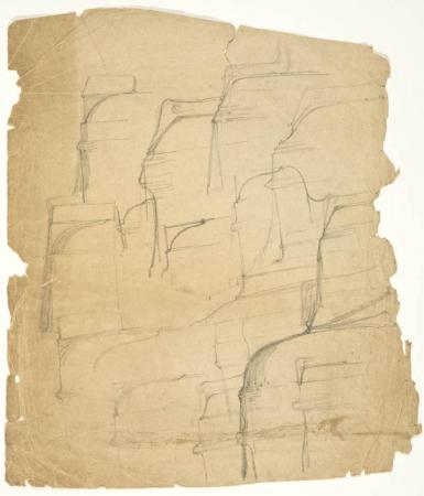 Profielstudies voor De fontein der geknielden (verso: Studie van benen en een portret van een man) - 1927 - 1930