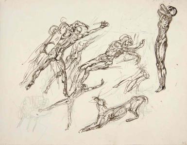 Page from the Sketchbook with Figure Studies - 1894 - 1896