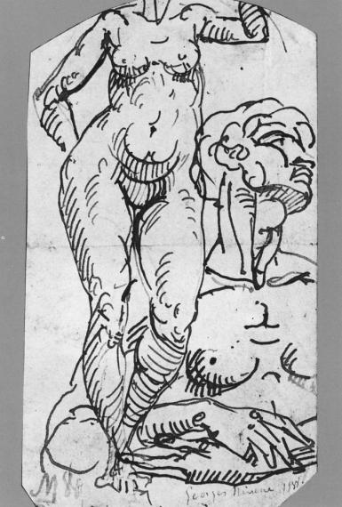 Schetsblad met twee naaktstudies - circa 1883 - 1888