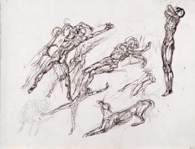 Schetsblad uit Schetsboek met figuurstudies - 1894 - 1896