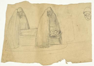 Studie van een graflegging (verso: Studie van geknielden) - 1898 - 1902