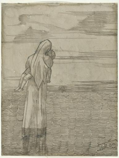 Moeder met kind in de armen (verso: De metser) - December 25 1889