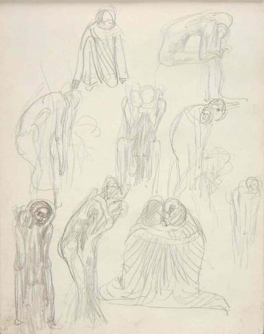 Schetsblad uit Schetsboek met figuurstudies - 1894 - 1896